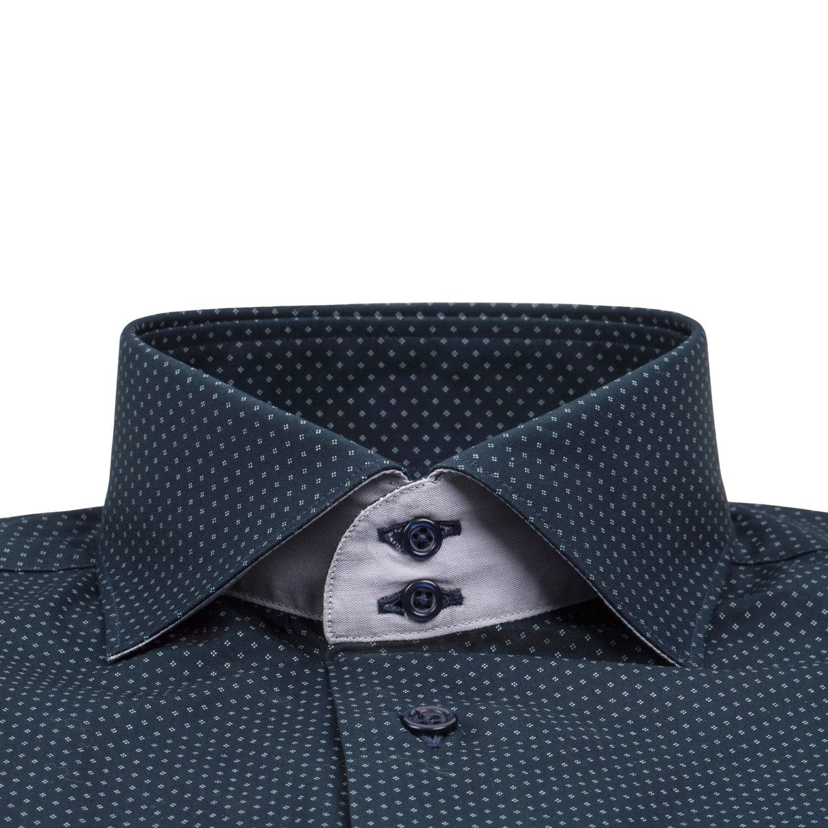 Navy Diamond Pindot Short Sleeve Shirt-3