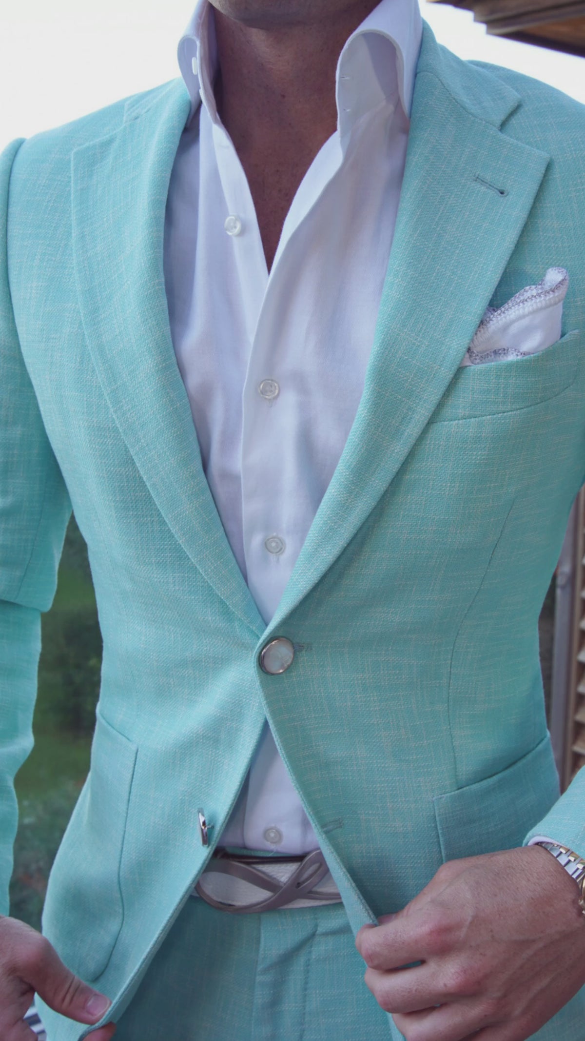 Blu Ciano Lino Tweed Trousers @ The Vault-2