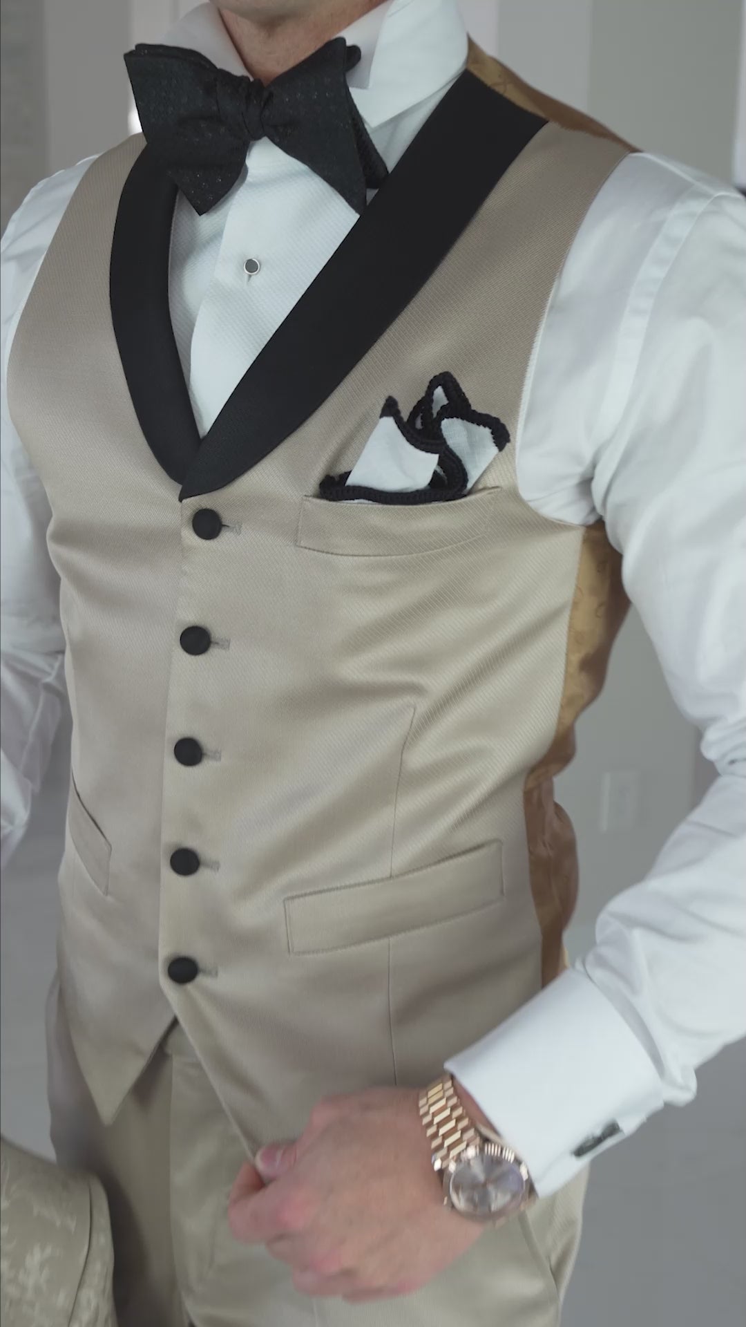 Champagne Oro and Black Lucentezza Ciottoli Waistcoat @ The Vault-2
