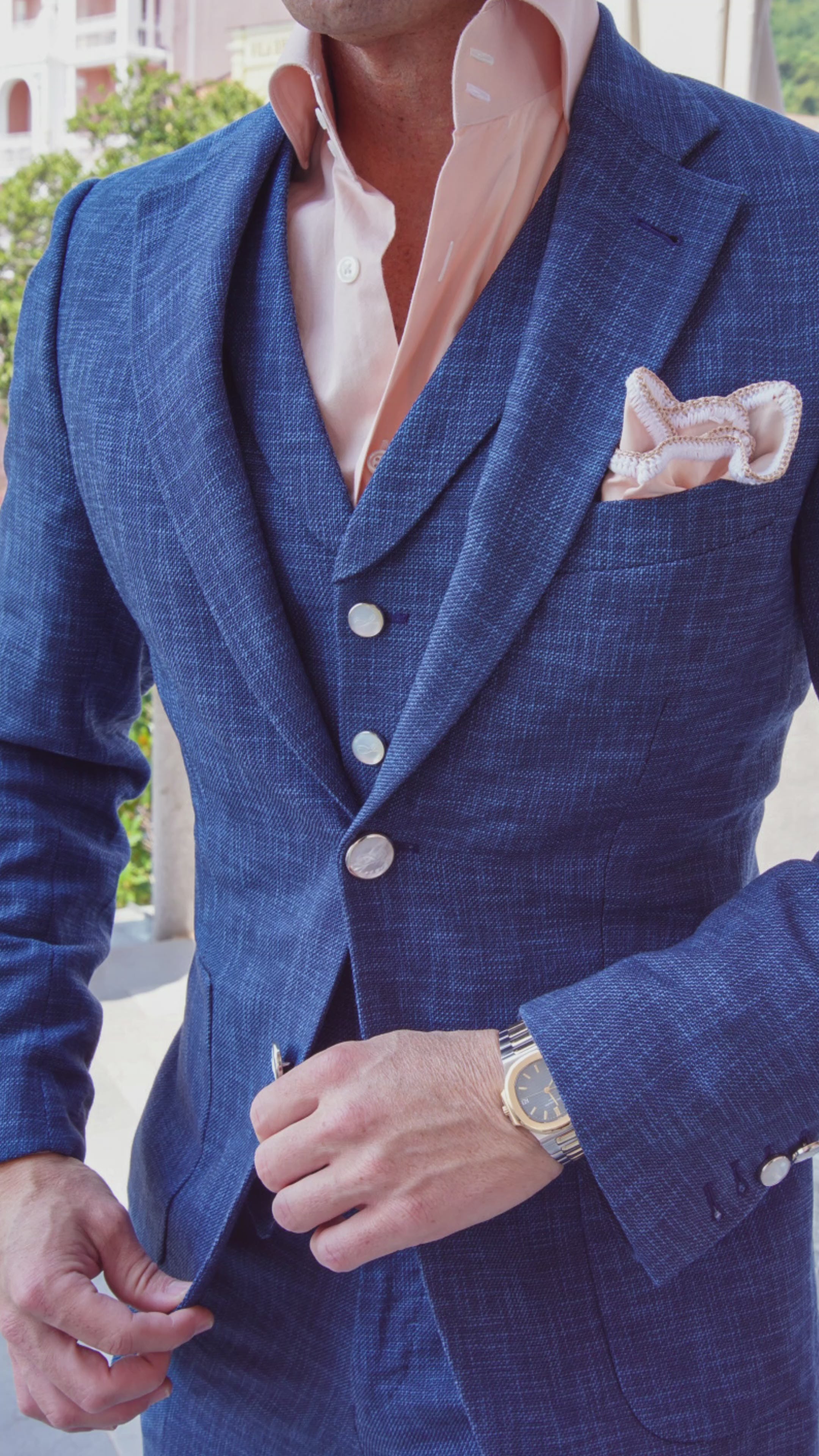 Prussian Blu Lino Tweed Jacket