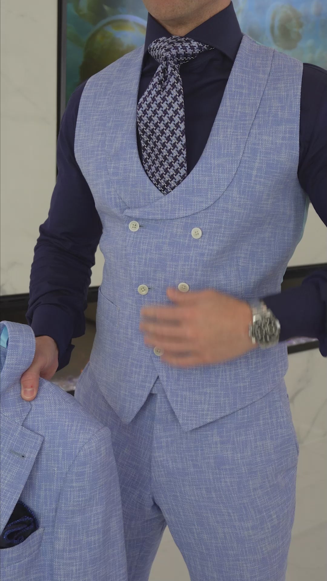 Lilac Blu Lino Tweed Jacket @ The Vault