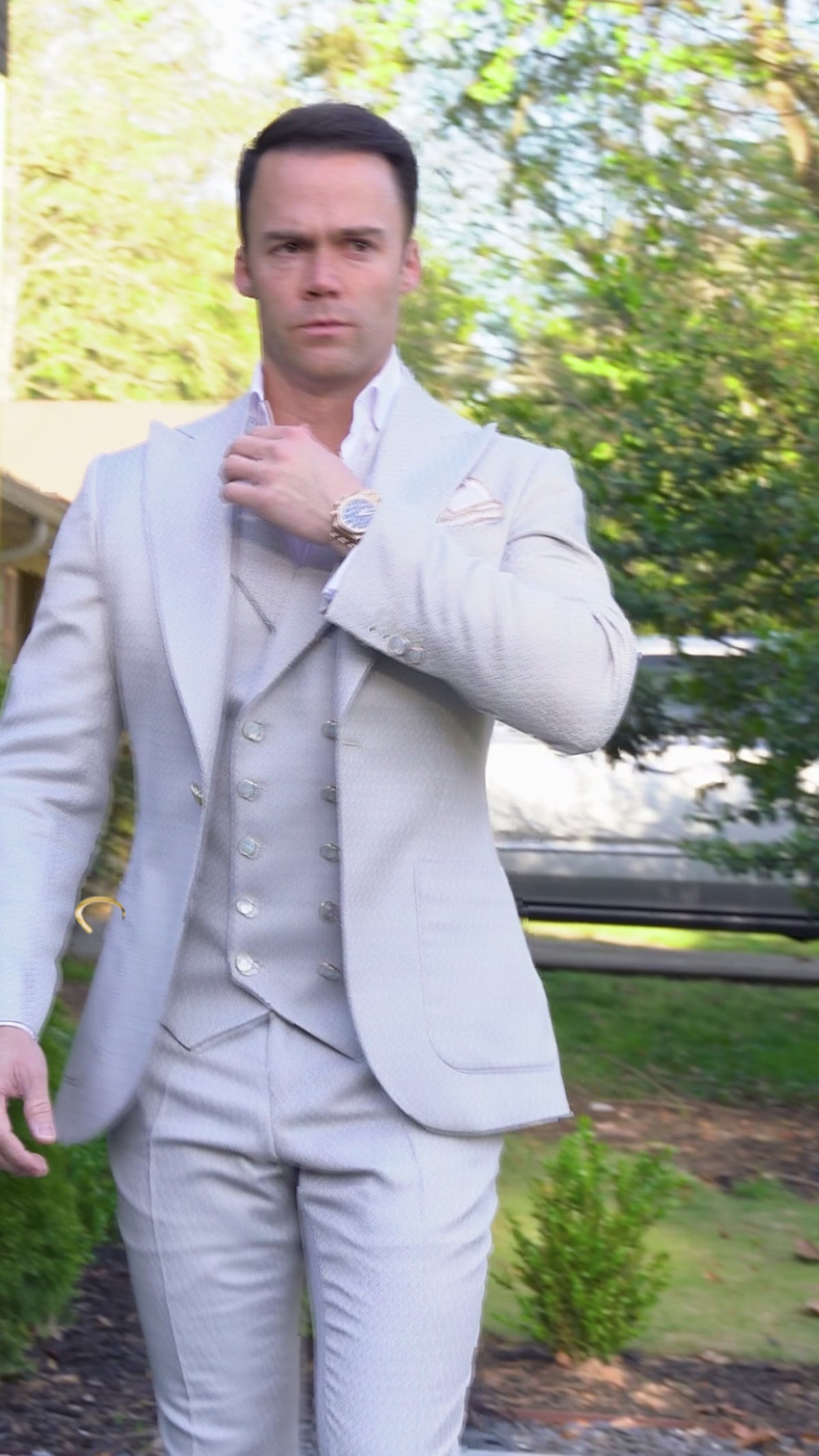 Oyster Herringbone Gemelli Waistcoat @ The Vault-2