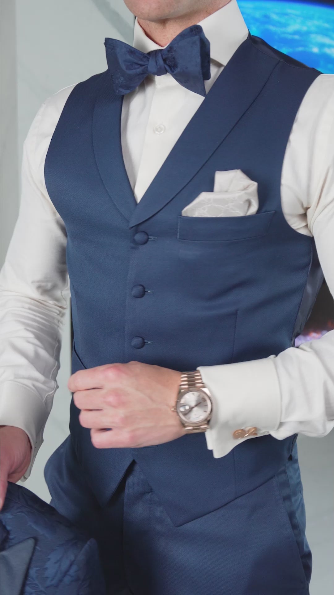 Navy Blue Lucentezza Ciottoli Waistcoat @ The Vault-2