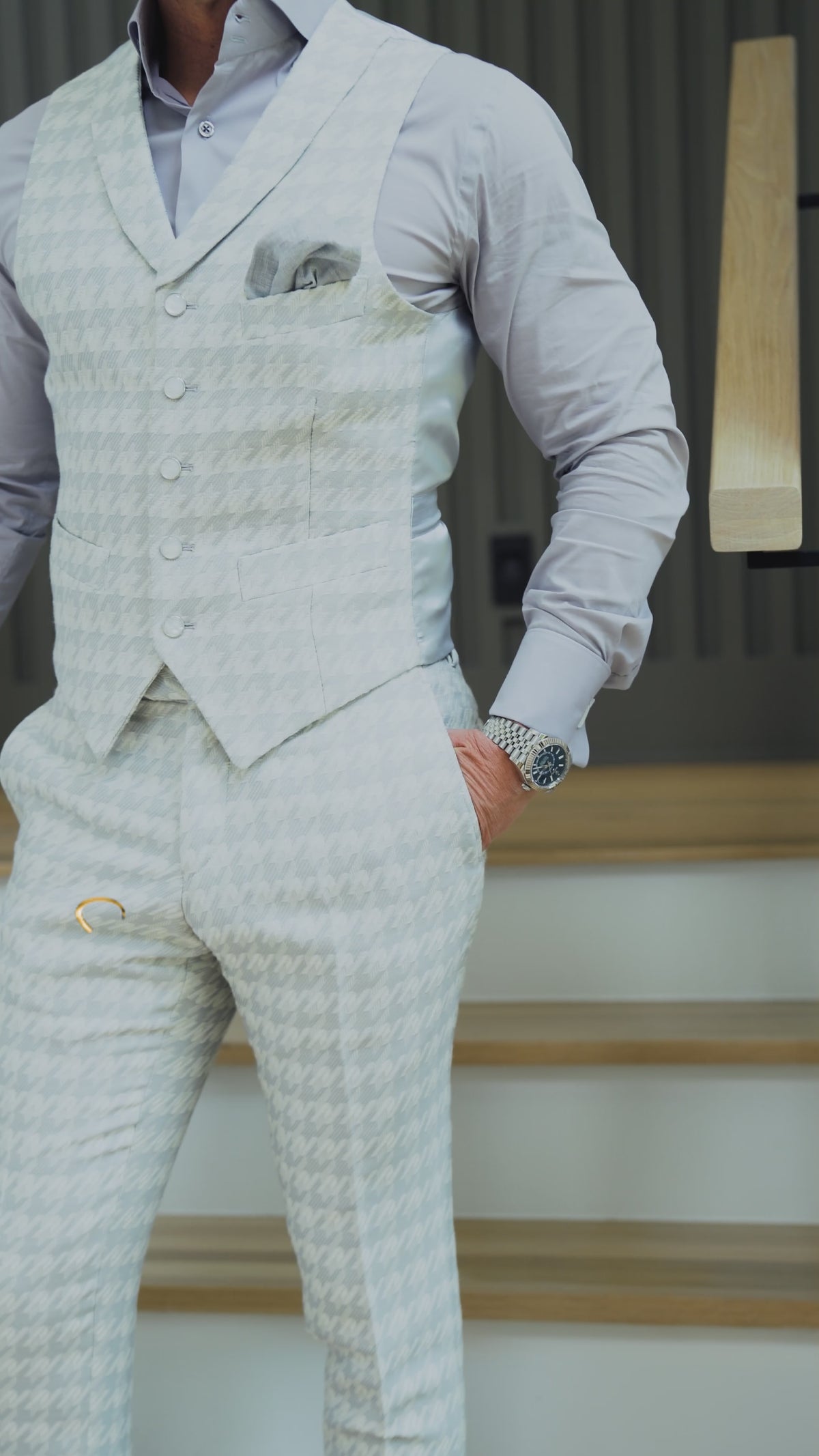 Oyster Grigio Houndstooth Jacket-3