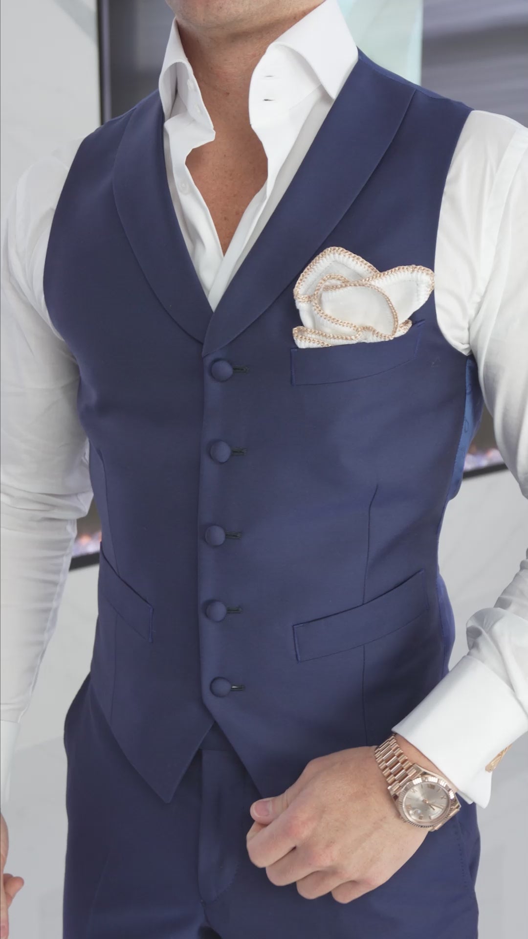 Navy Blue Evento Ciottoli Waistcoat-2