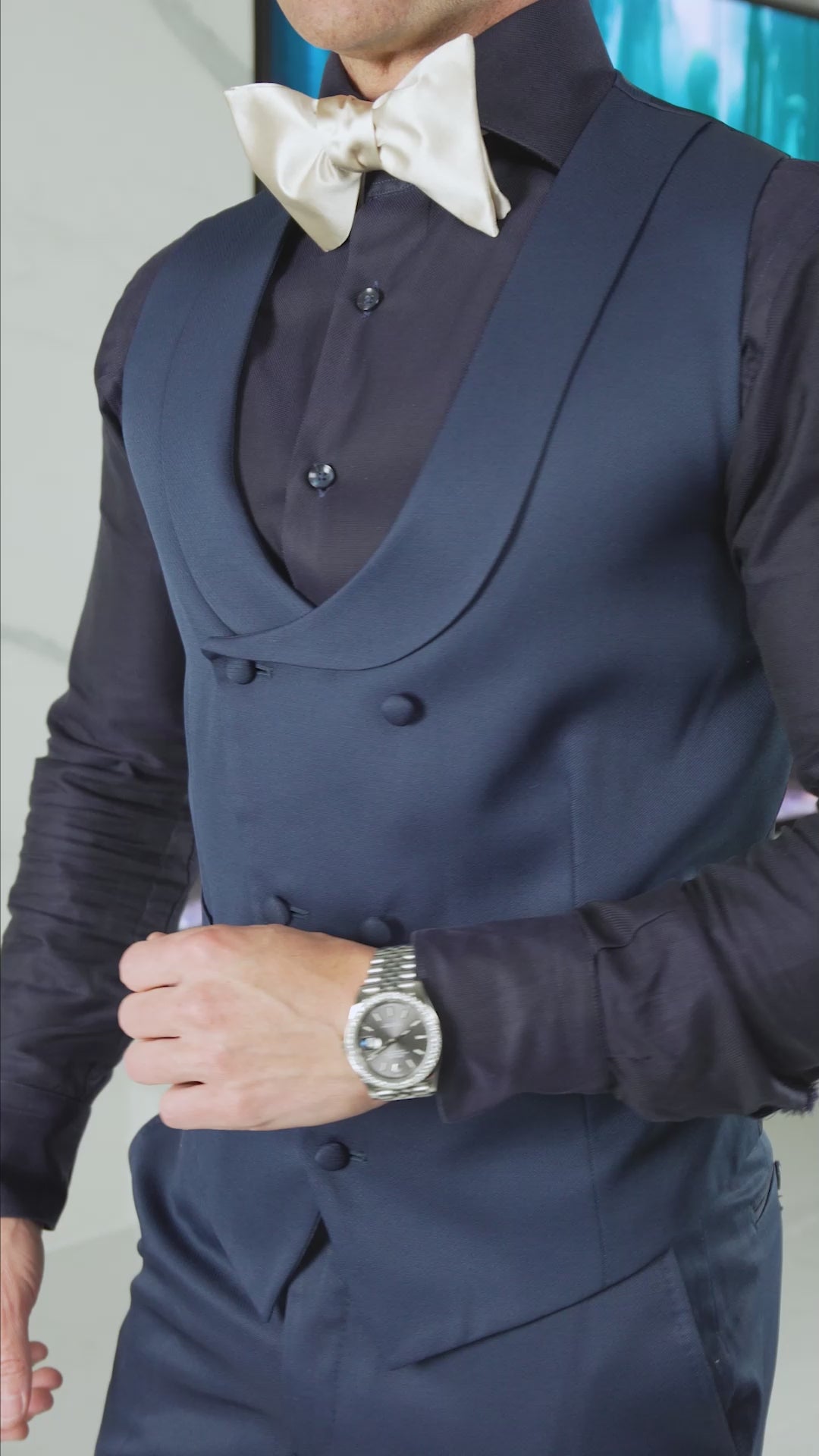 Navy Blue Lucentezza Trousers @ The Vault-2