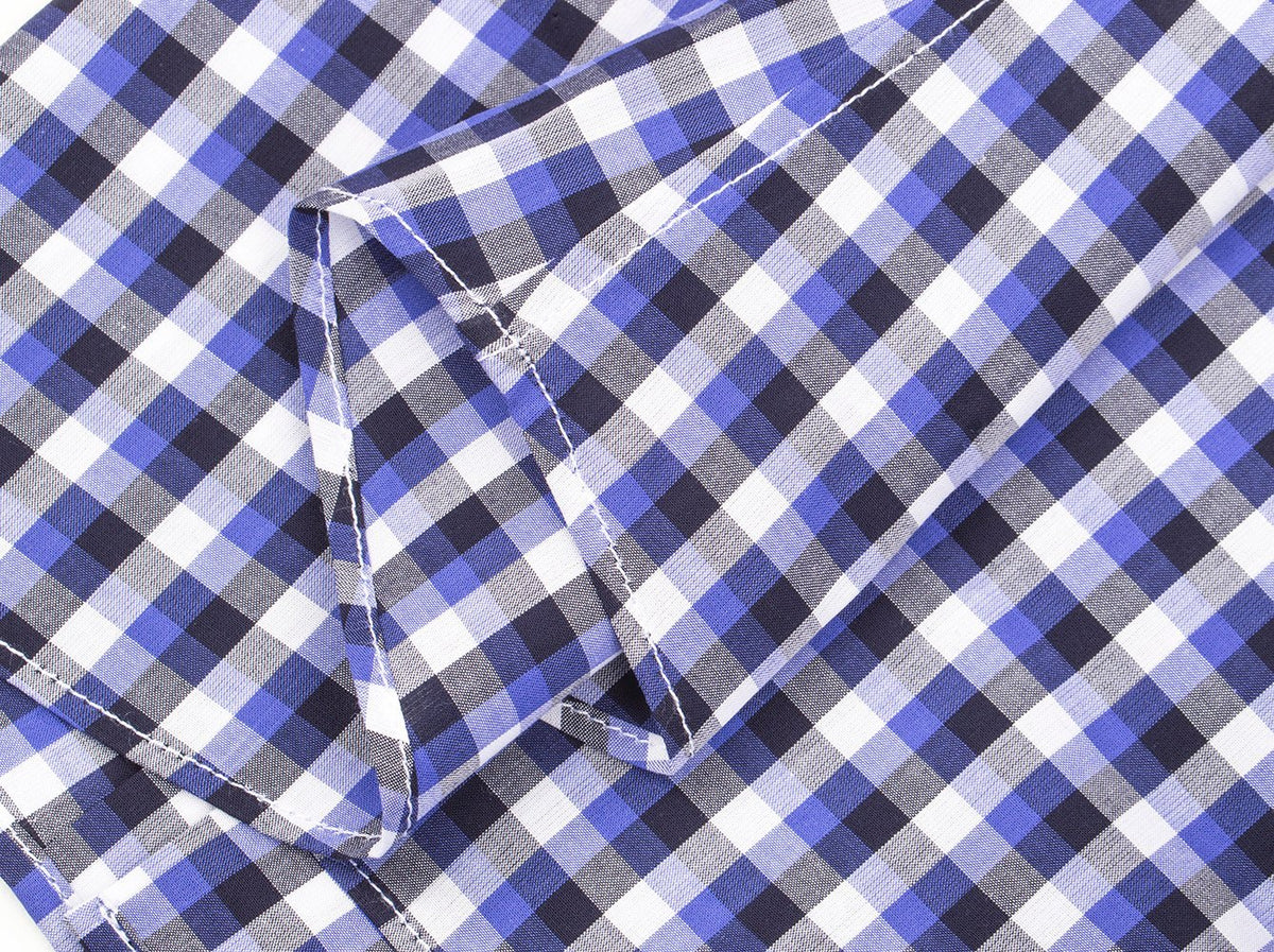 Navy Sapphire Gingham Dress Shirt-4
