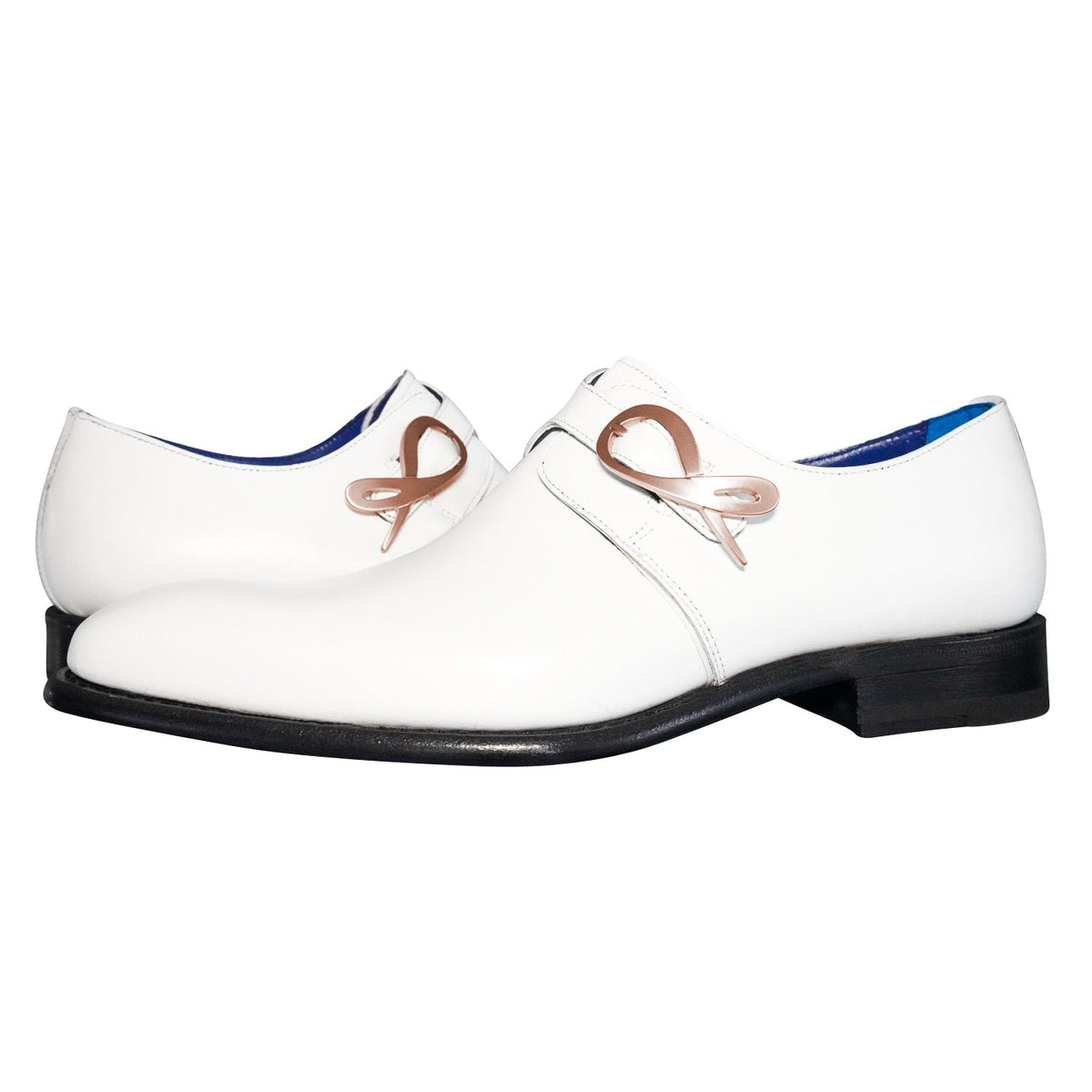 Bianco With Rose Gold Hardware Monk Strap-4