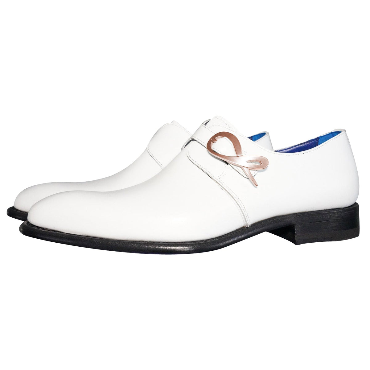 Bianco With Rose Gold Hardware Monk Strap-3