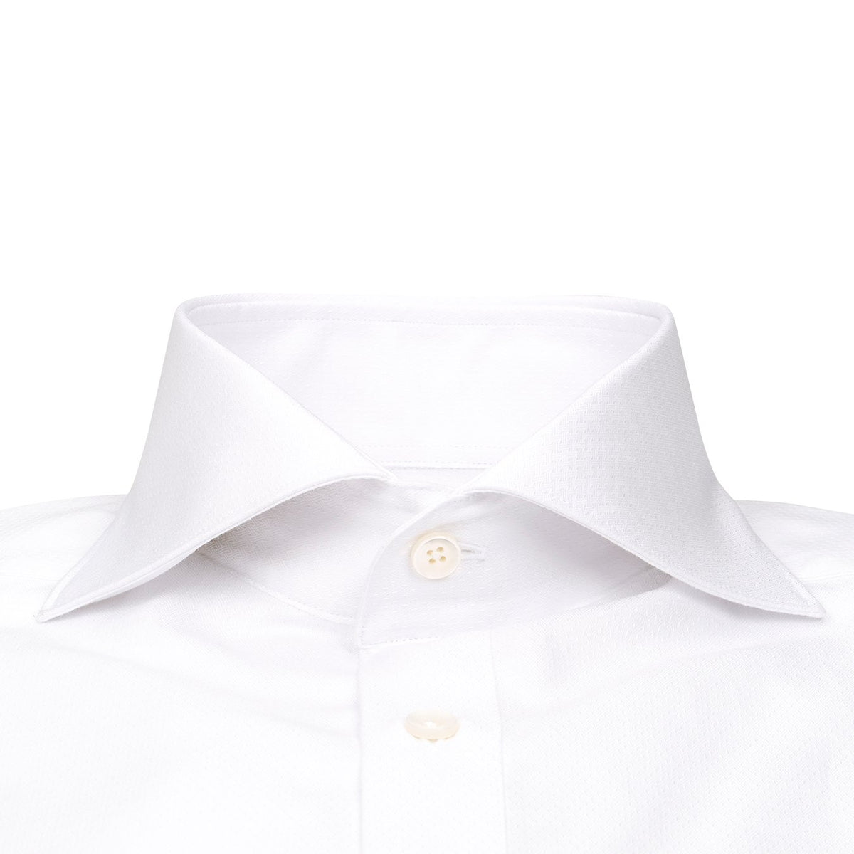 White Herringbone Jaquard Dress Shirt-4
